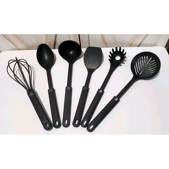 Calphalon Nylon Cooking Utensils Black Gray Set of 6 Heat Up To 400 Degrees - Picture 2 of 6
